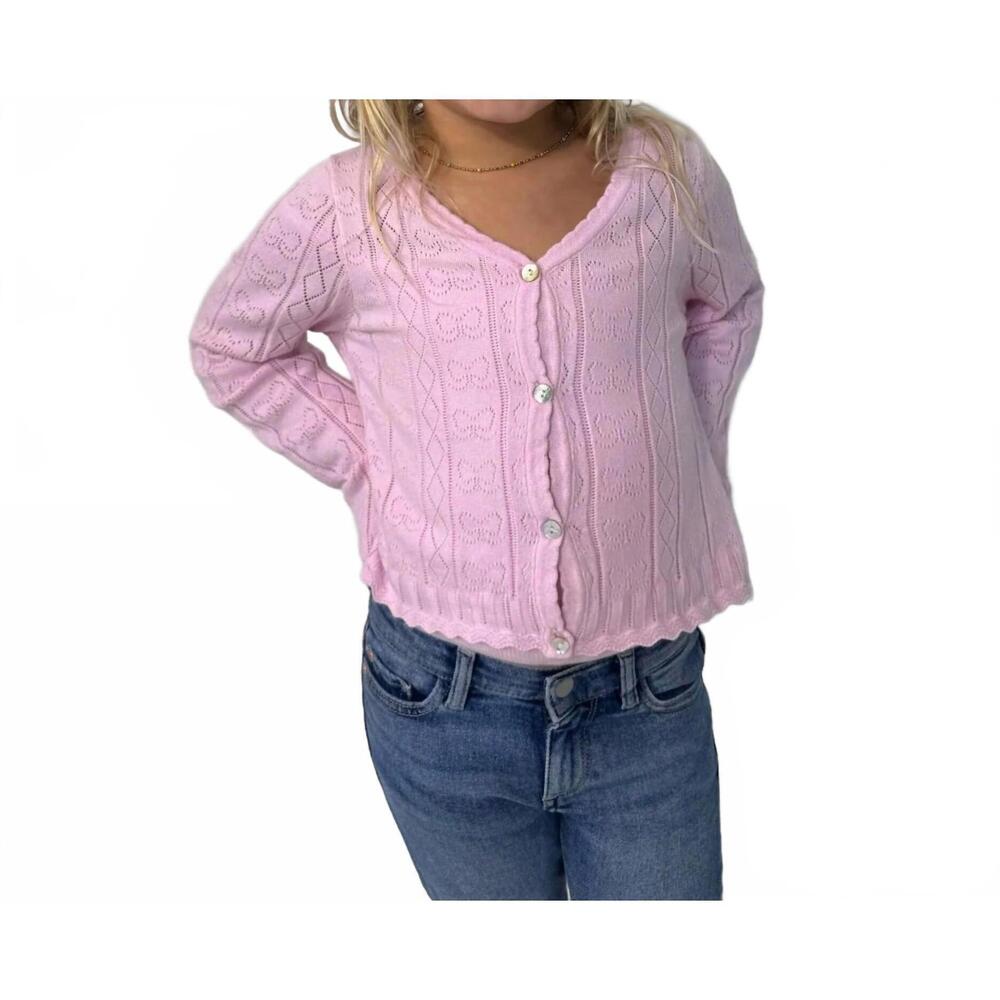 NEW MINI DREAMERS isabella bow knit tank & cardigan set in pink